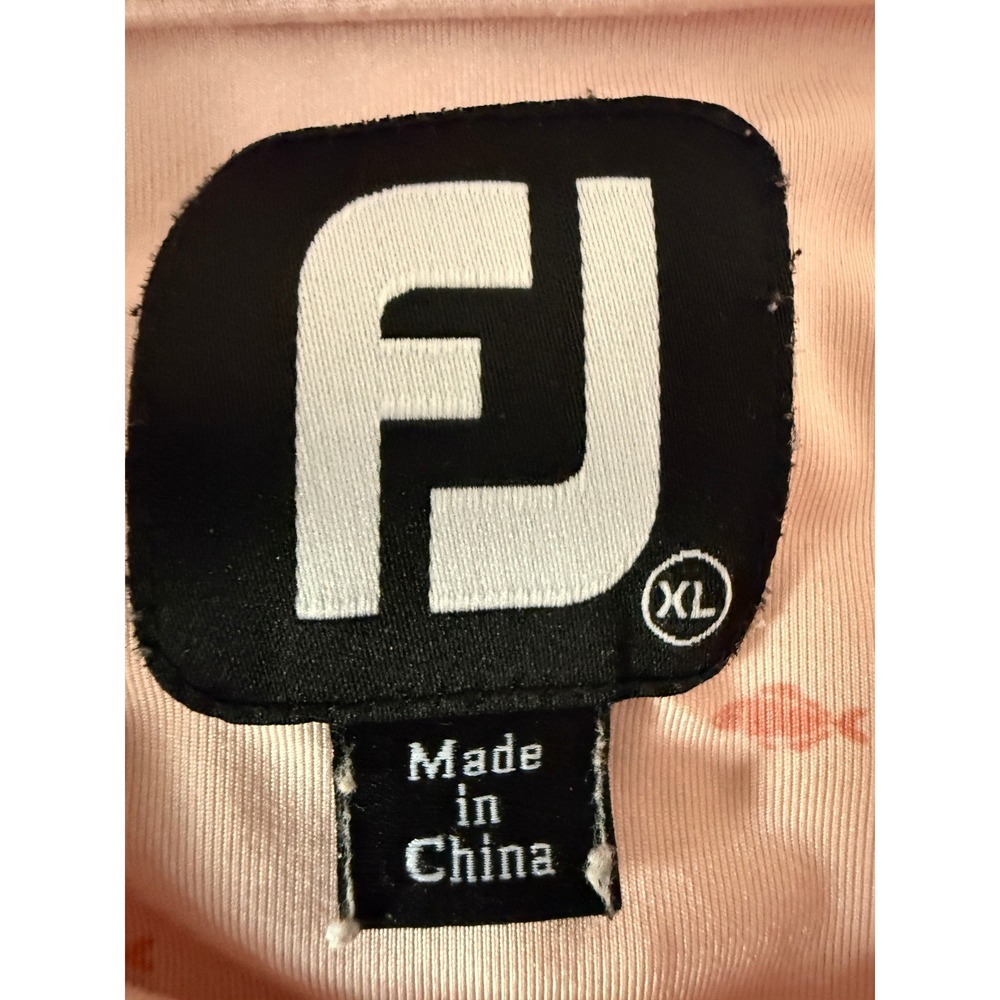 FootJoy Golf Polo Shirt Mens XL Pink Fish Print Short Sleeve Athletic - Picture 5 of 11